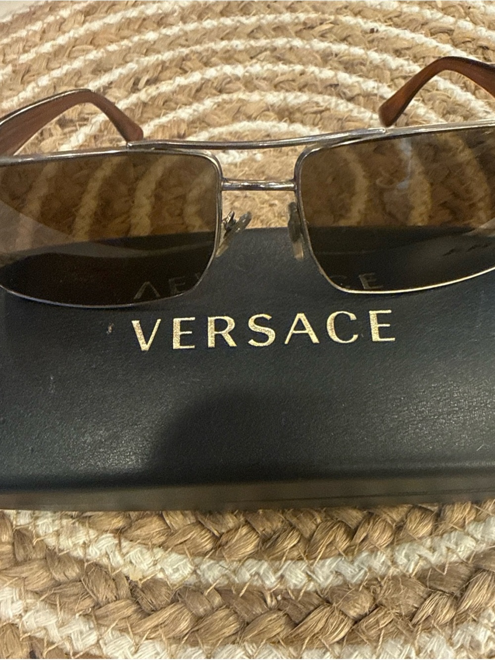 Versace Brown and Gold Men's Sunglasses